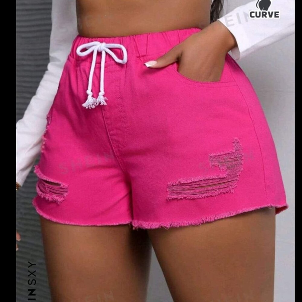 Pink jean shorts